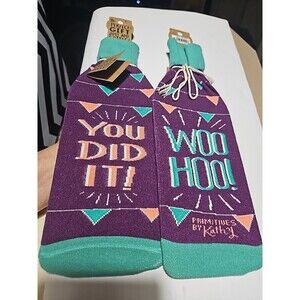 One "You Did It" "Woo Hoo!" Congratulations Wine Bottle Cover Sock Gift Bag